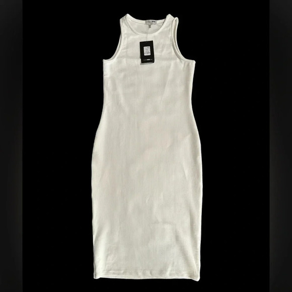 FASHION NOVA Women Ribbed Tank Sleeveless Maxi White Medium Dress BNWT - Picture 1 of 6